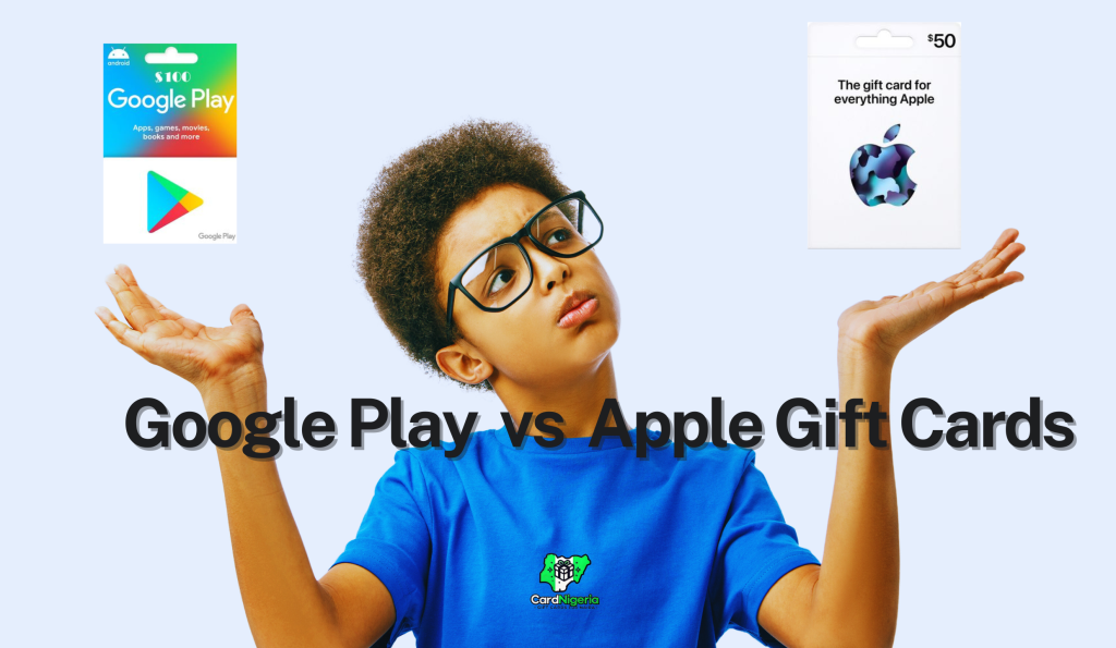 the cover of google play gift card and apple gift card