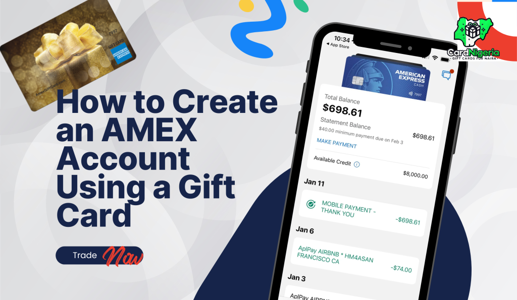 the image about creat an AMEX account