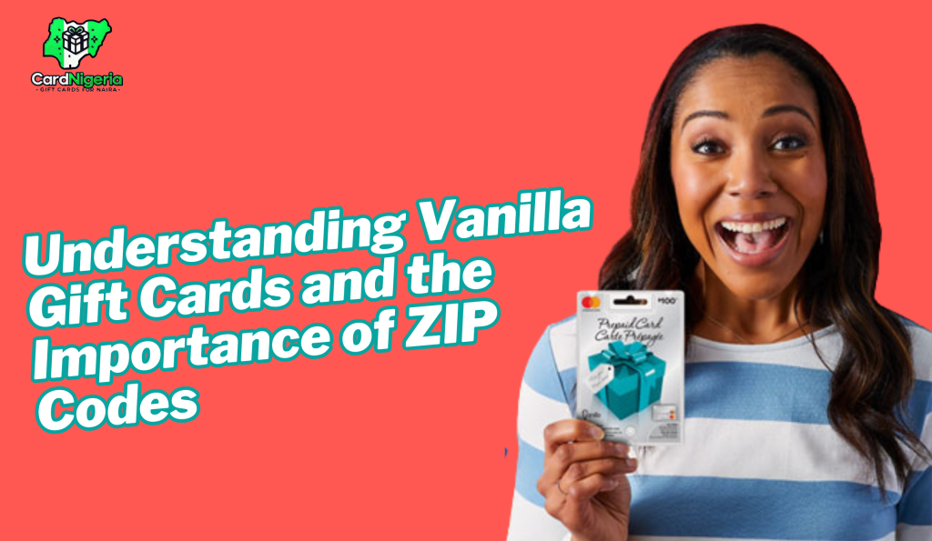 the image about a woman holding a vanilla gift card